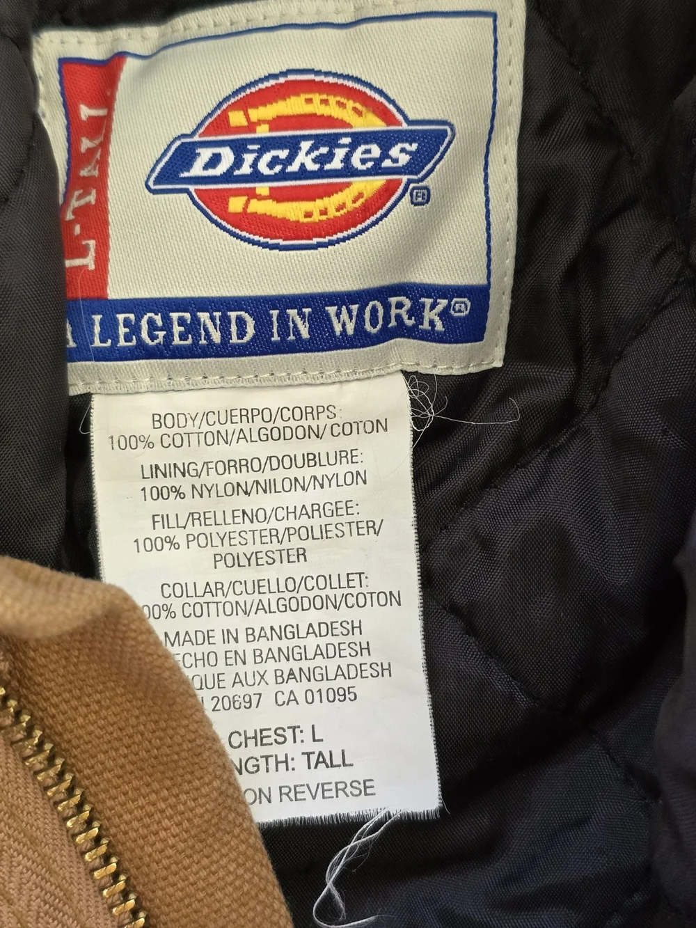 Vintage Y2K Dickies Insulated Coveralls Men's L Tall Brown Duck Workwear